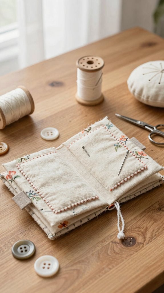 vintage quilted needle book