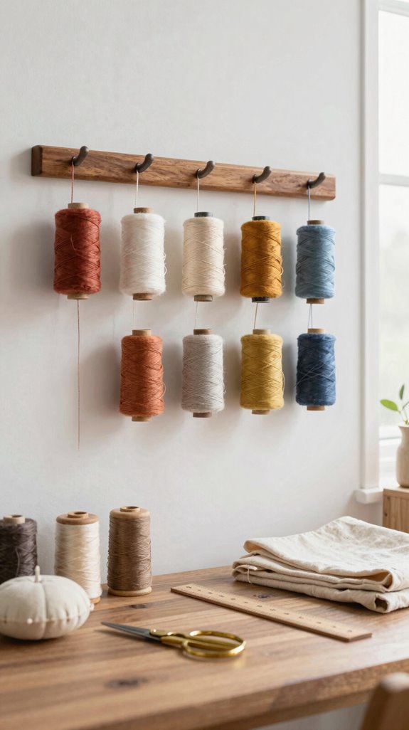 vintage thread wall storage