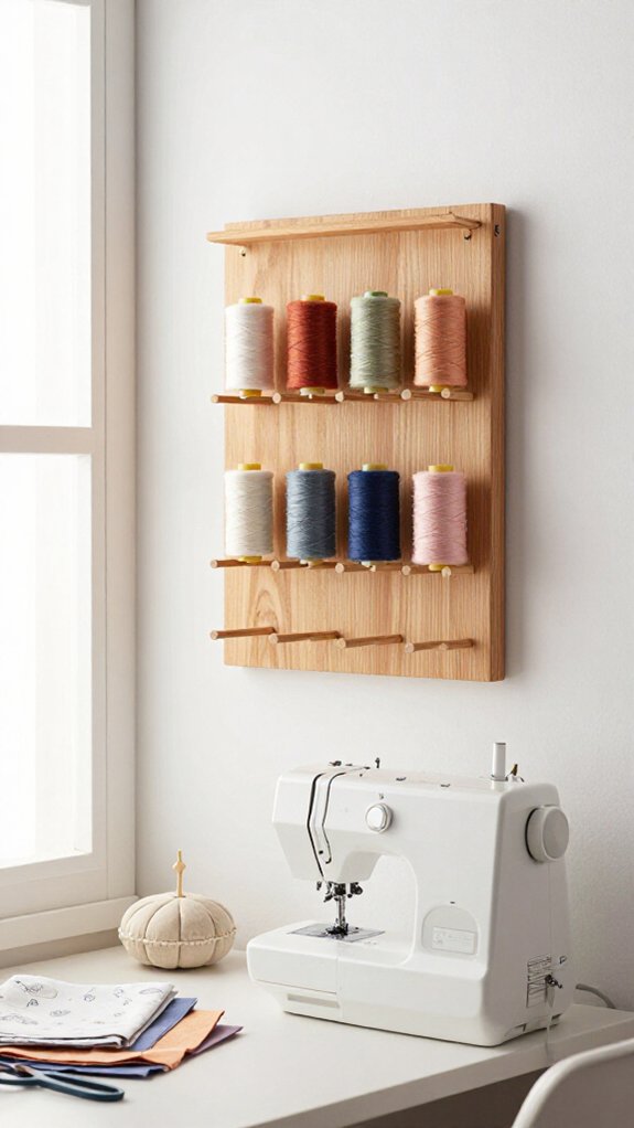 wall mounted thread rack storage