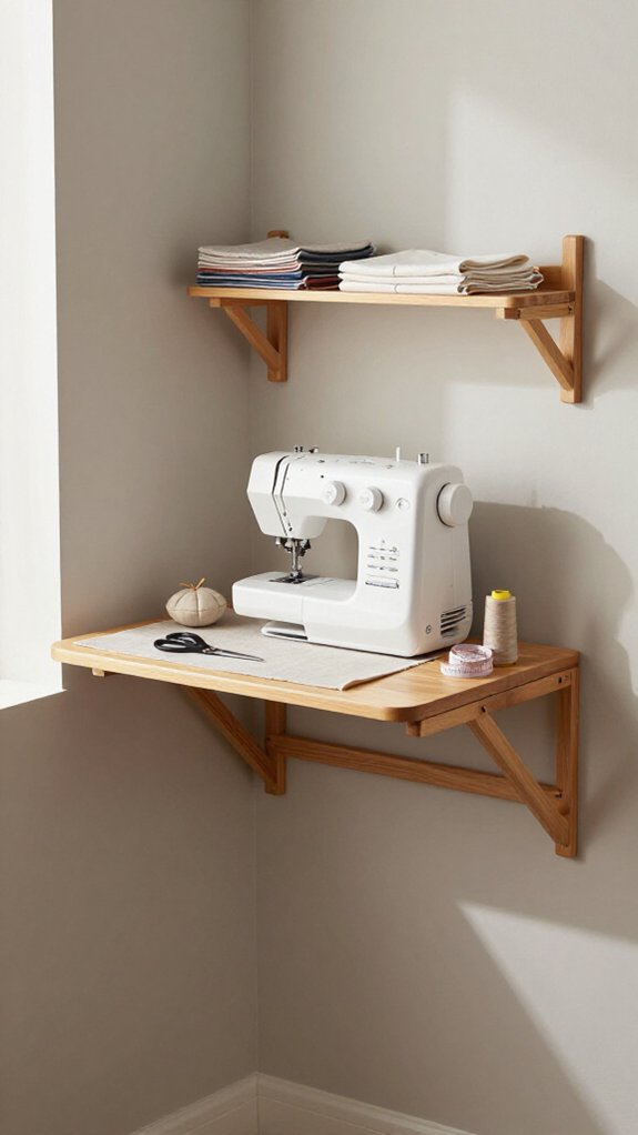 wall stud fold down sewing table