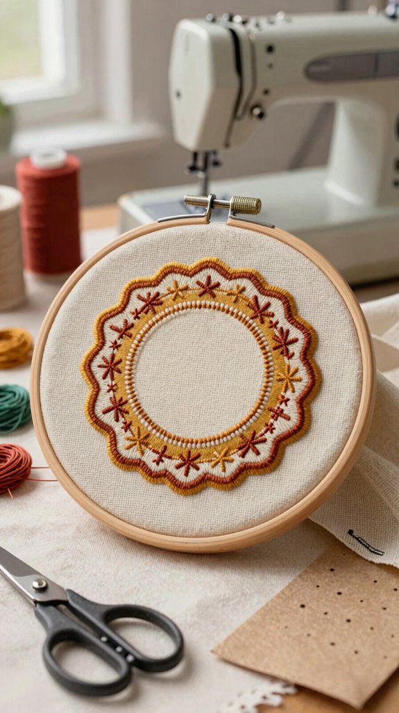 warm vintage sewing badge logo