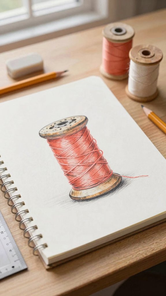 wound thread spool drawing steps