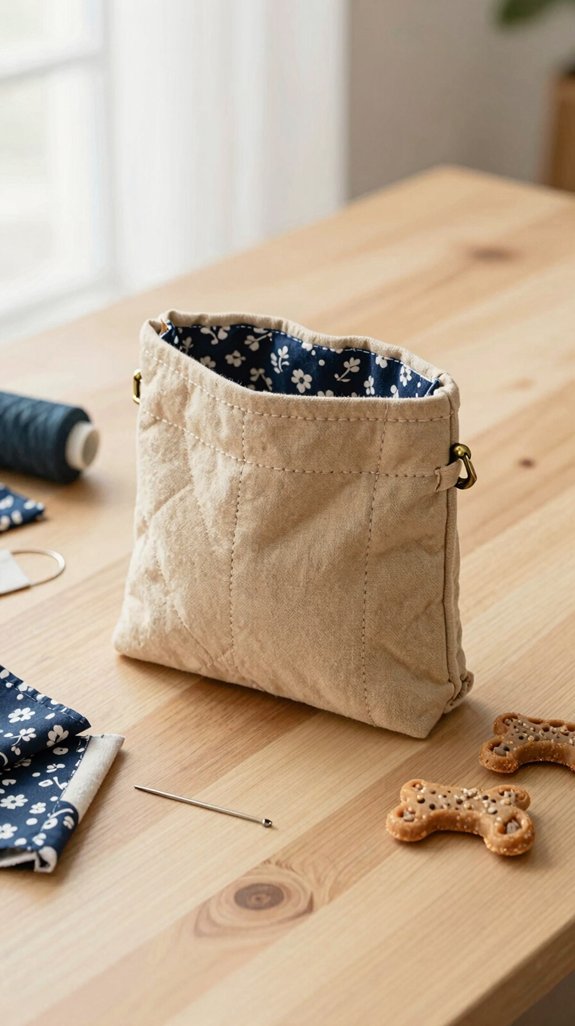 zipper treat bag with pocket